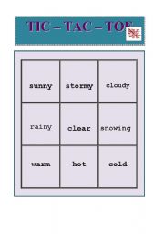 English Worksheet: Weather Vocabulary - Tic Tac Toe