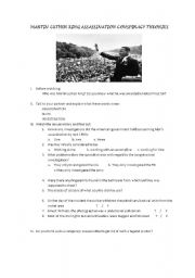 English Worksheet: Martin Luther King Assassination conspiracy theories