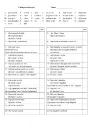 English Worksheet: Family Members Quiz