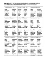 English Worksheet: :Mini-Thesaurus / Reference for Writers