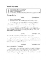 English worksheet: Journal Assignment and Example