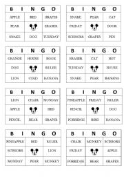 English Worksheet: Bingo 2