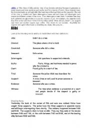 English Worksheet: Alibi