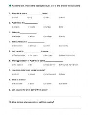 English Worksheet: Unit 6 -Australia