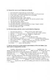 English Worksheet: adjectives and adverbs