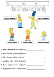 English Worksheet: The Simpson Family