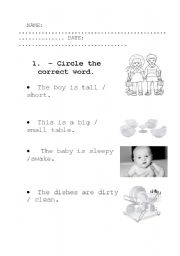 English worksheet: Choose the correct adjective
