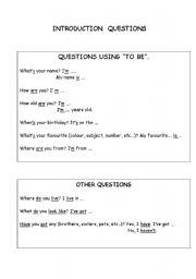 English worksheet: Introduction questions.