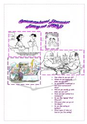 English Worksheet: Eating Out - Caricature-based discussion