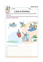 English worksheet: likes-dislikes
