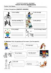 English Worksheet: Adjectives and Present Continuous