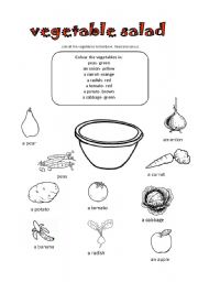 English Worksheet: Vegetable Salad