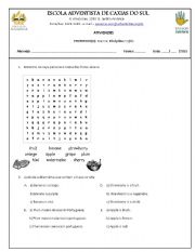 English Worksheet: Fruits