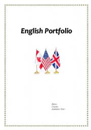 English worksheet: PORTFOLIO COVER + 1st PAGE