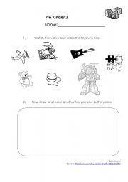 English worksheet: TOYS video activity