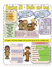 English Worksheet: SAYING HI - HELLO AND HEY (GREETINGS AND INTRODUCTIONS)