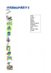 English Worksheet: Classroom objects