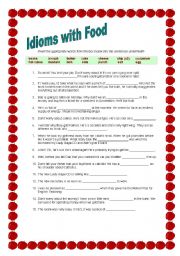 English Worksheet: Idioms with food