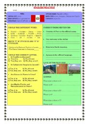 English Worksheet: TOURIST PLACES IN PERU