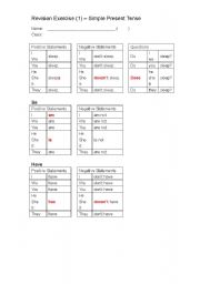 English Worksheet: Simple Present Tense