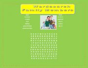 English Worksheet: family wordsearch