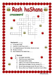 English Worksheet: Jewish New Year Crossword