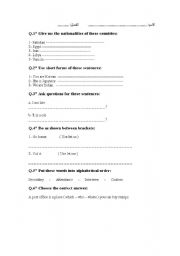 English worksheet: quiz