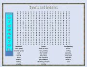 wordsearch hobbies and sports