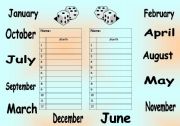 English Worksheet: dice game to memorize order of months