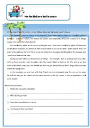 English Worksheet: my holidays in france