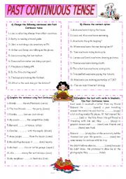 English Worksheet: PAST CONTINUOUS TENSE