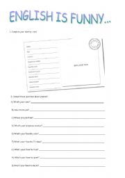 English Worksheet: Identity card