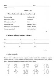 English worksheet: ENTRY TEST