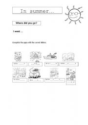 English worksheet: In Summer (Part I)