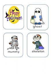 English Worksheet: Halloween flashcards part 1
