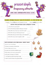 English Worksheet: PRESENT SIMPLE: FREQUENCY ADVERBS