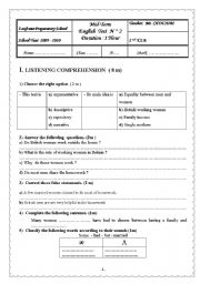 English Worksheet: 2nd form science test tunisia