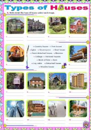 English Worksheet: Types of Houses  -  Matching