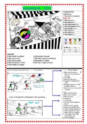 English Worksheet: Present Progressive/Numbers/Colours