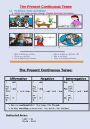 English Worksheet: The Present  Continuous Tense
