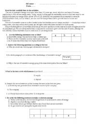 English Worksheet: Renewable Energy