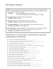 English Worksheet: Parts of Speech - Verbs Part 2