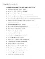 English Worksheet: Using Adjectives and Adverbs
