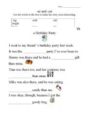 English Worksheet: Int.-Adv. Comparative/Superative Fill in the Blank Worksheet