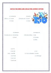 English worksheet: Rio (video worksheet)
