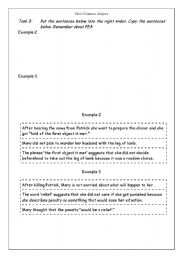 English worksheet: Practise writing a PEA paragraph- Lamb to the Slaughter