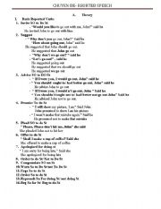 English Worksheet: reported speech lesson 2