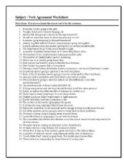 English Worksheet: subject verb agreement