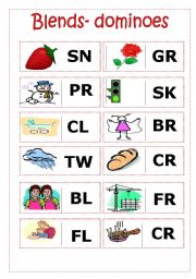 English Worksheet: Blends- dominoes