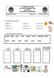 English Worksheet: Revision (articles and plurals)